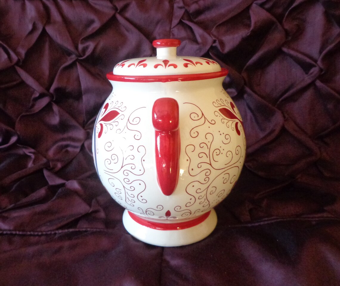 COOKIE JAR BISCOTTI Nonni's of China Red and White Etsy