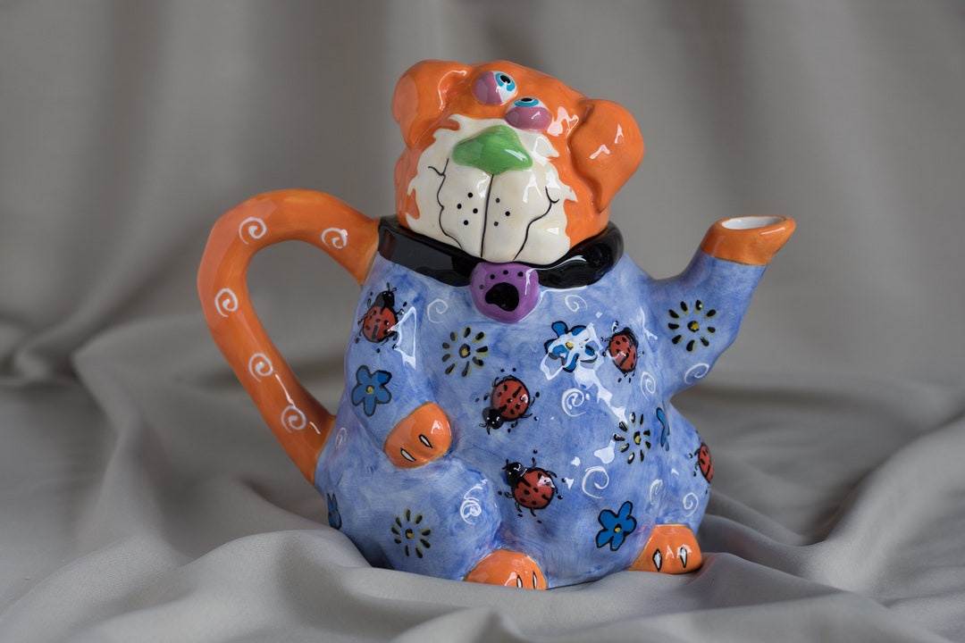 TEAPOT GOOFY Dog Blue Coat Googly Eyes CBK Etsy