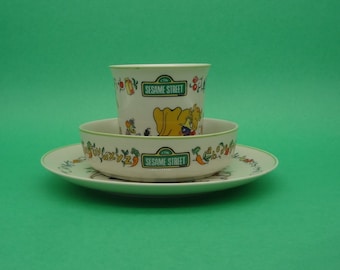DISH SET  ~  Sesame Street,  Plate,  Bowl,  Cut,  Gorham,  1976