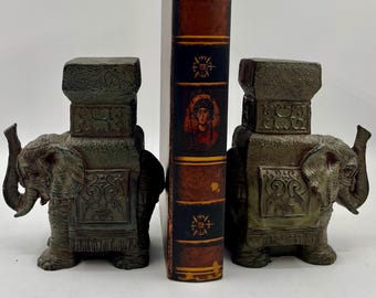 BOOKENDS ~ Elephants, by Andrea by  Sadek, India theme, large heavy resin