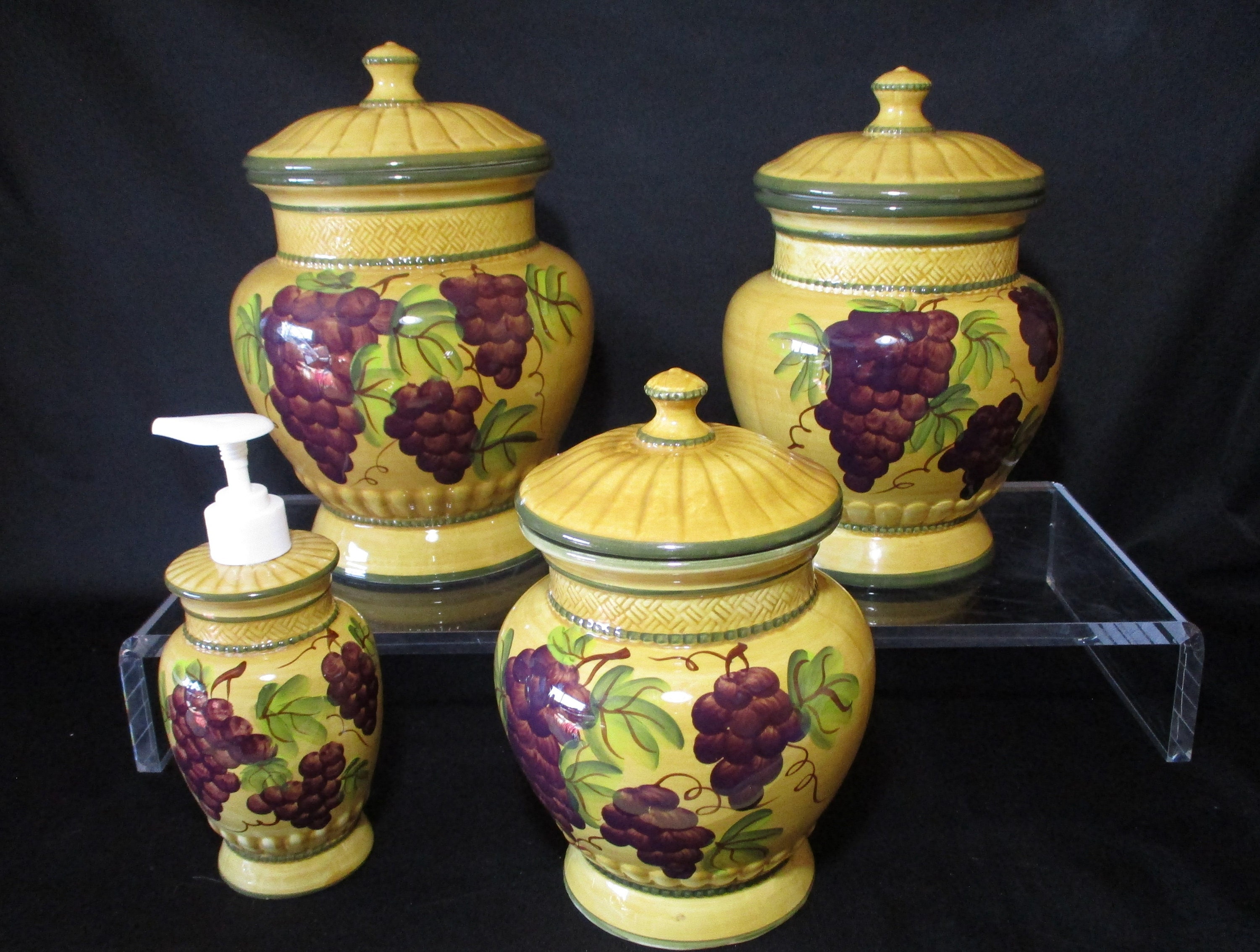 CANISTER SET Casa Vero Tuscany Grapes 3 Piece With Soap Etsy UK