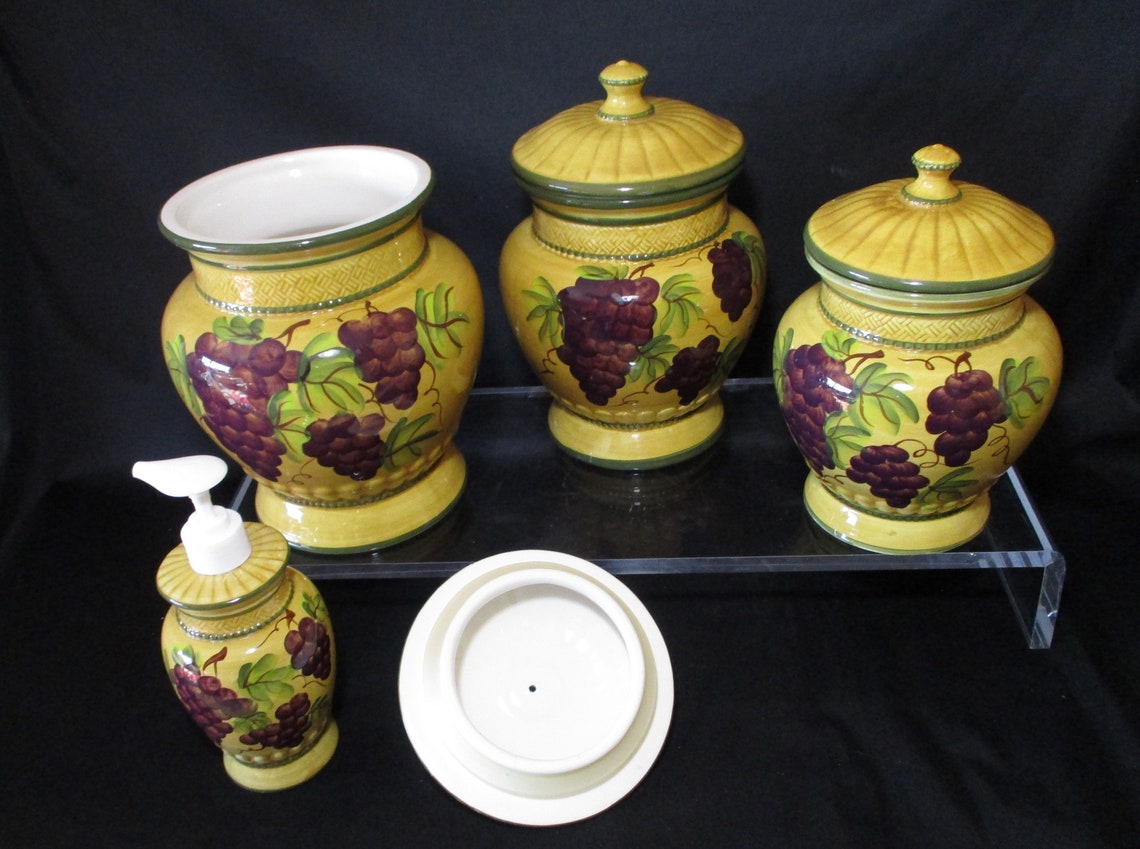 CANISTER SET Casa Vero Tuscany Grapes 3 Piece With Soap Etsy UK