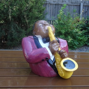 COOKIE JAR * Jazz Player, Clay Art, 1996, Hand Painted - Etsy