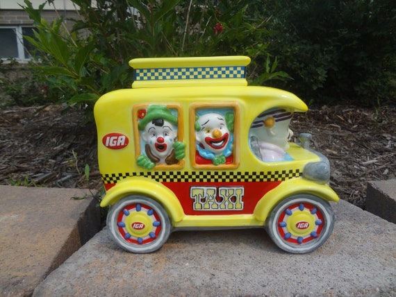 COOKIE JAR * Circus Daze, Clown Taxi, 2002, Embossed, IGA COOKIE JAR * Circus Daze, Clown Taxi, 2002, Embossed, IGA