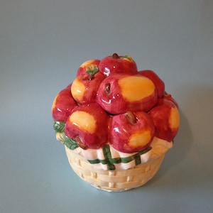 COOKIE JAR Apples Basket full of delicious Apples, weaved basket image 1