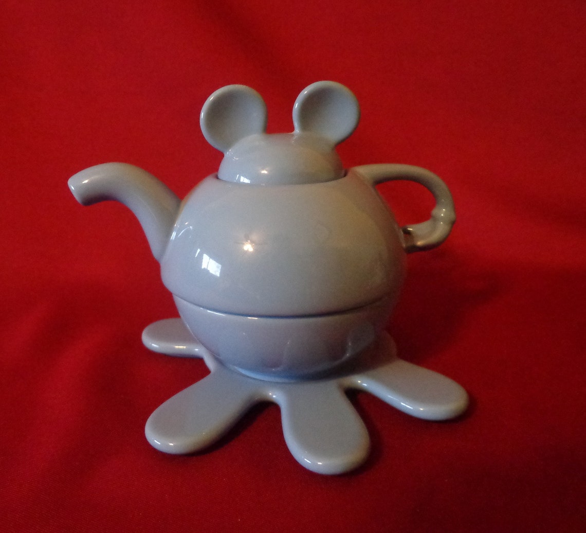 TEAPOT Mickey Mouse Blue Disney Tea for One Tray Etsy