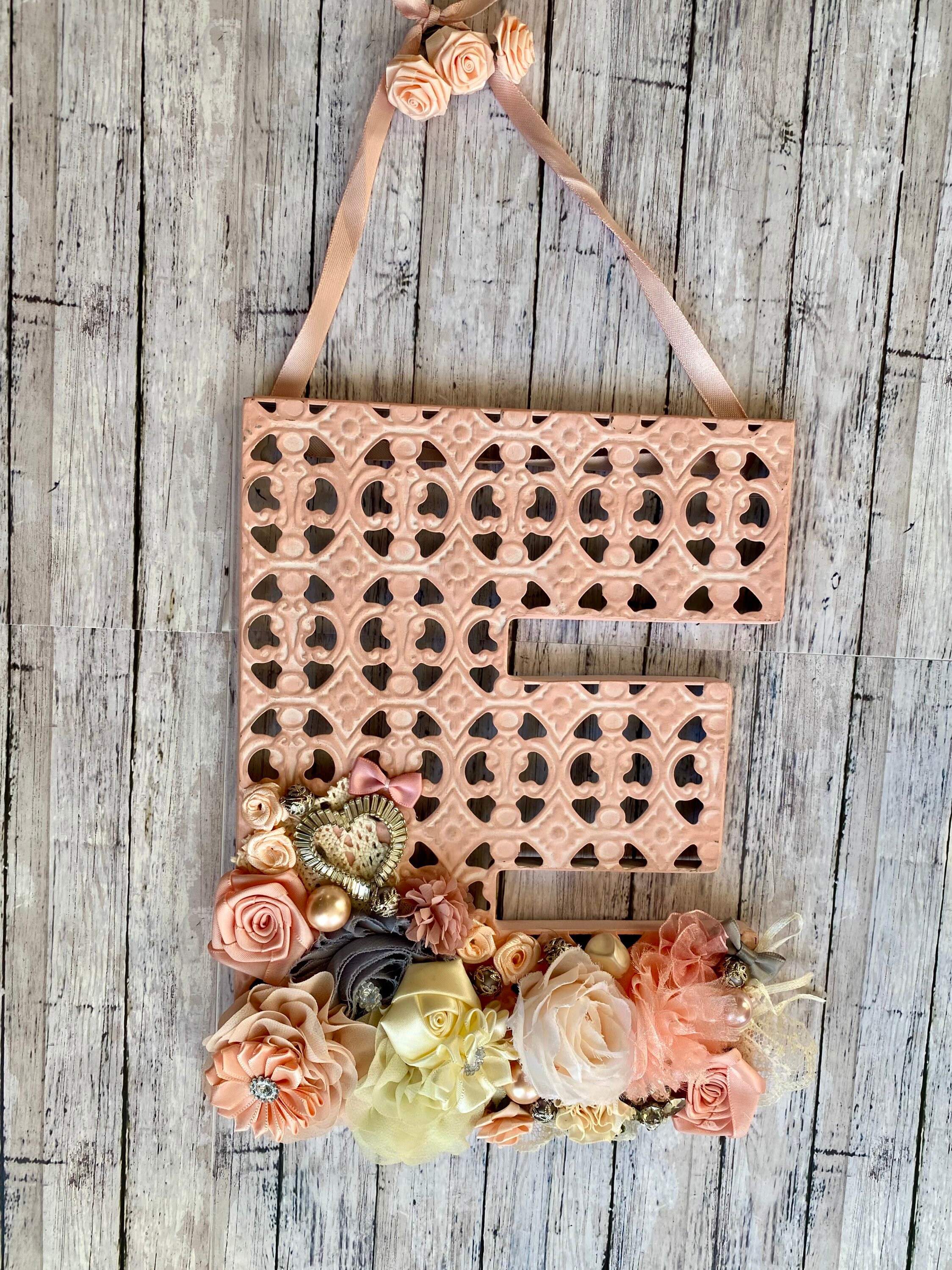 Metal decorated letter,pink decorated letter,embellished wall hanging,metal letter hanging,hand decorated letter Metal decorated letter,pink decorated letter,embellished wall hanging,metal letter hanging,hand decorated letter