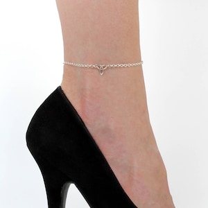 Sterling Silver Discreet Slave Anklet - Permanent Locking Rolo Chain w/ Celtic Trinity Knot - Sized to Order