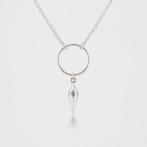 O-ring & Faceted Spike Discreet Day Collar / Sterling Silver Slave Necklace - Optional Locking Clasp