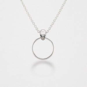 Mini Schädel O-ring Diskrete Tageshalsband / Sterling Silber Sklavin Halskette - Optional mit Verschluss