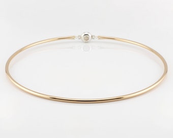Discreet Slave Day Collar - 14k Yellow Gold-filled 10 Gauge Round Wire w/ Sterling Silver Locking Allen Key Clasp