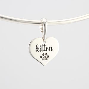 Sterling Silver Heart Shaped Pet Tag Style Pendant - For Daoire Solid Wire Collars