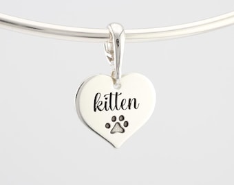 Sterling Silber Herzförmiger Pet Tag Stil Anhänger - Für Daoire Solid Wire Halsbänder