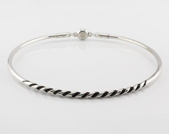 Diskreter Sklave Tages Halsband - Sterling Silber 8 Gauge Runde Hand geschmiedet Twist Wire w / Locking Inbus-Schlüssel Verschluss
