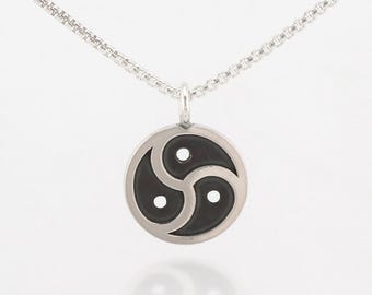Sterling Silber BDSM Emblem Anhänger an Box Kette Halskette - Made to Order
