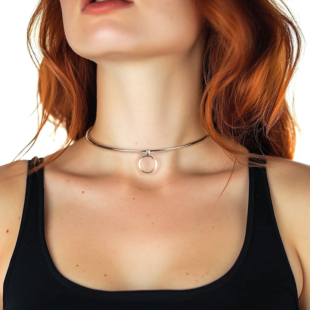 アクセサリー - vintage slave necklace Discreet Slave Day Collar - Sterling Silver 10 Gauge Round Wire W