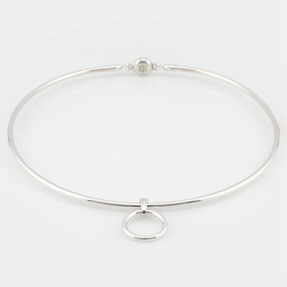 Discreet Slave Day Collar - Sterling Silver 10 Gauge Round Wire W