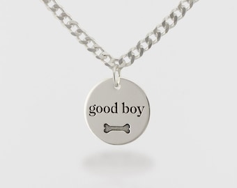 Daghalsband inspirerat av husdjursbricka - Handgjort slavhalsband i sterlingsilver - Anpassad gravyr - Låsningsalternativ tillgängligt
