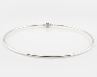 Discreet Slave Day Collar - Sterling Silver 10 Gauge Round Wire w/ Locking Allen Key Clasp