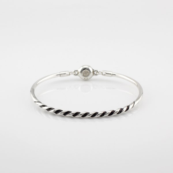 Sterling Silver Discreet Slave Bracelet - Locking Cuff w/ 10 Gauge Round Hand Forged Twist Wire & Allen Key Clasp - Sized to Order