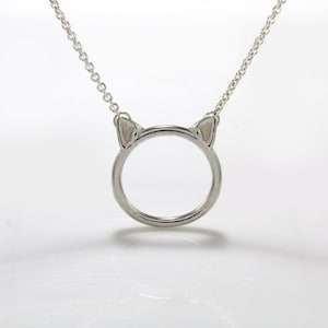 Sterling Silver Discreet Day Collar / Slave Necklace - Permanent Locking Chain w/ Kitty Cat O-ring - Sized to Order