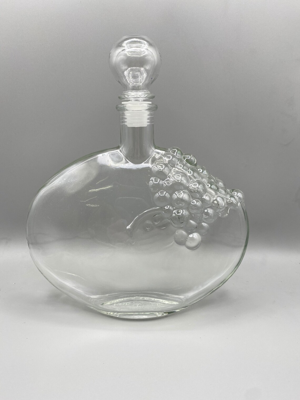 Vintage Clear Glass Grape Embossed Wine bottle 8.5 Etsy