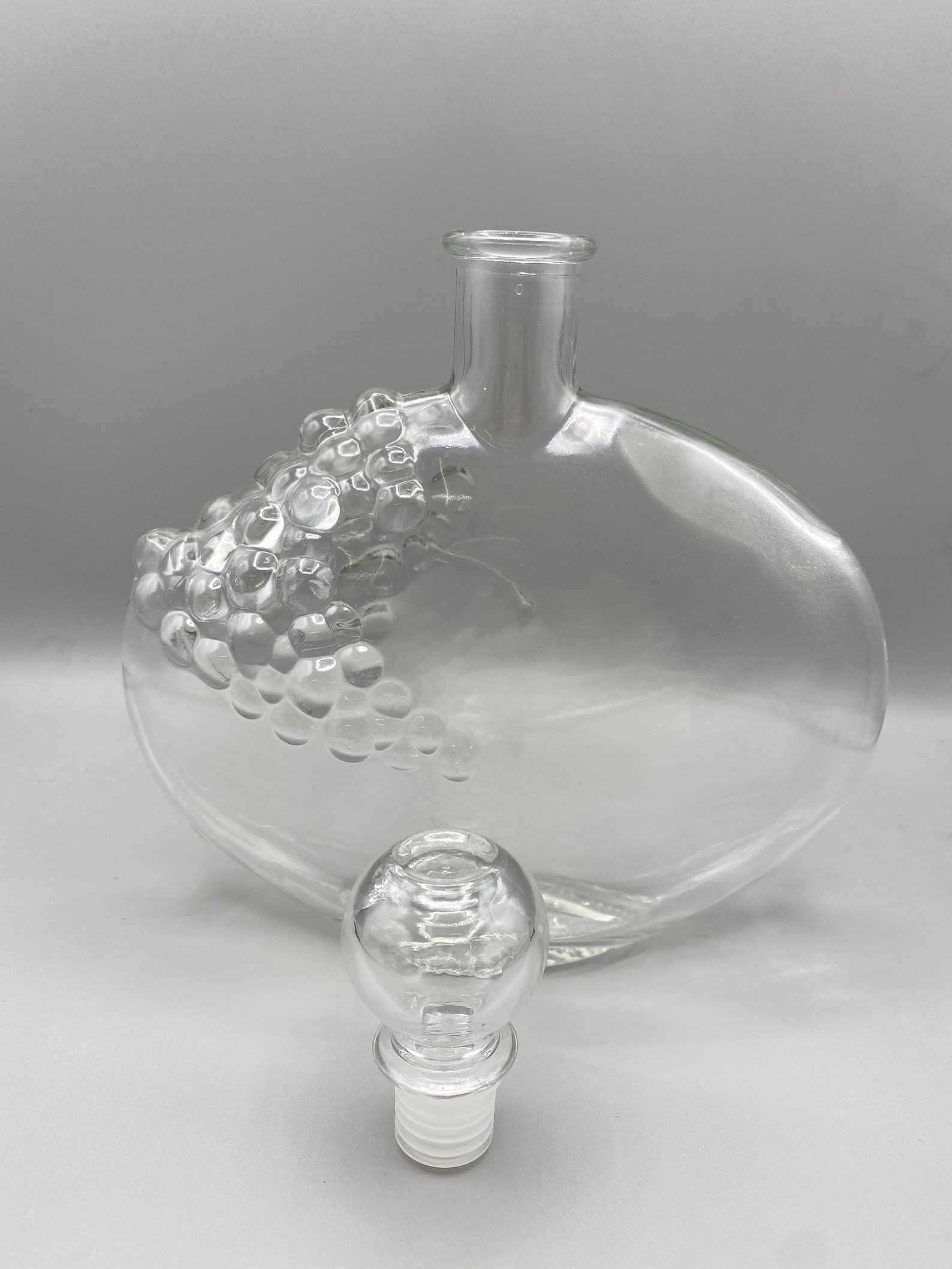 Vintage Clear Glass Grape Embossed Wine bottle 8.5 Etsy
