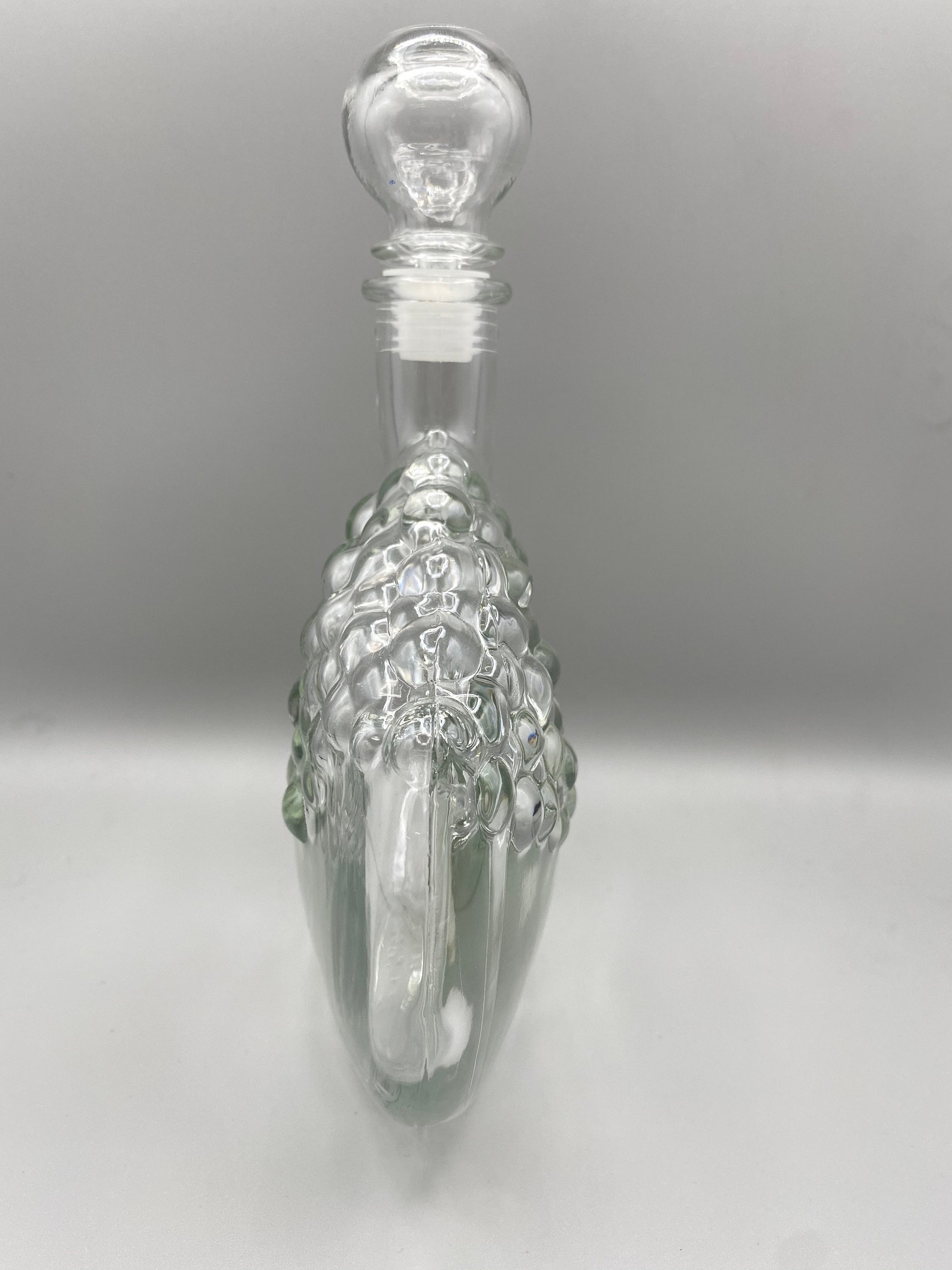Vintage Clear Glass Grape Embossed Wine bottle 8.5 Etsy