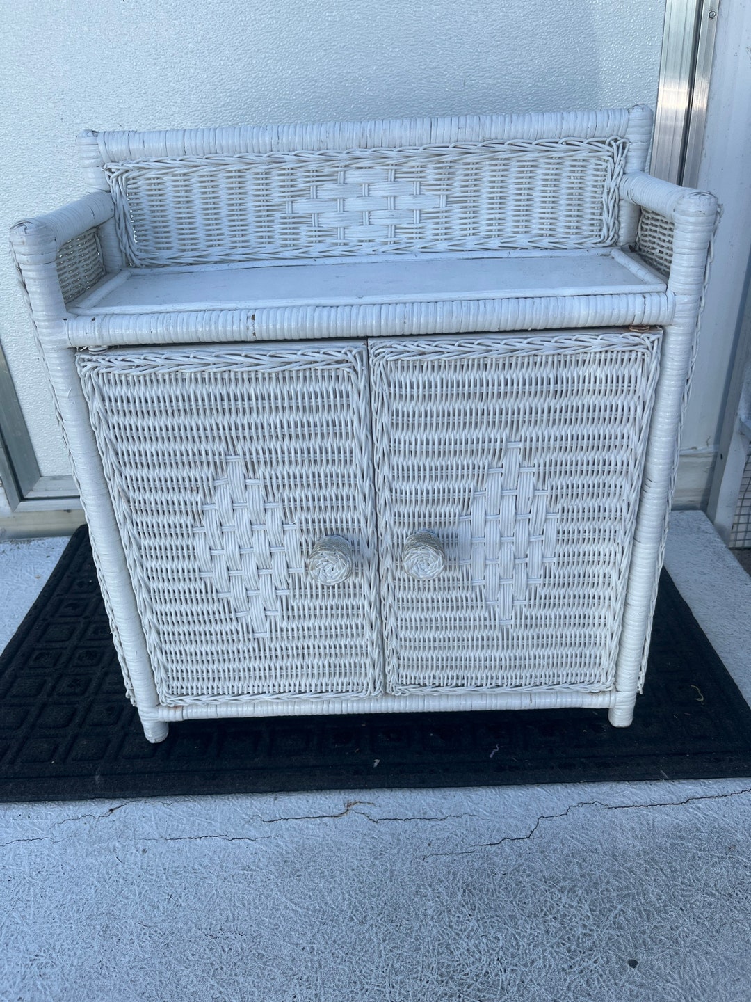 Coastal White Wicker Rattan Bathroom Etsy