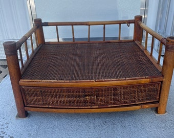 Coastal bamboo table top chest with one drawer and gallery