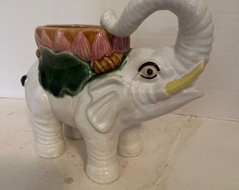 Boho chic petite jardinière éléphant en céramique