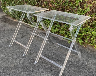 modern lucite folding tray tables