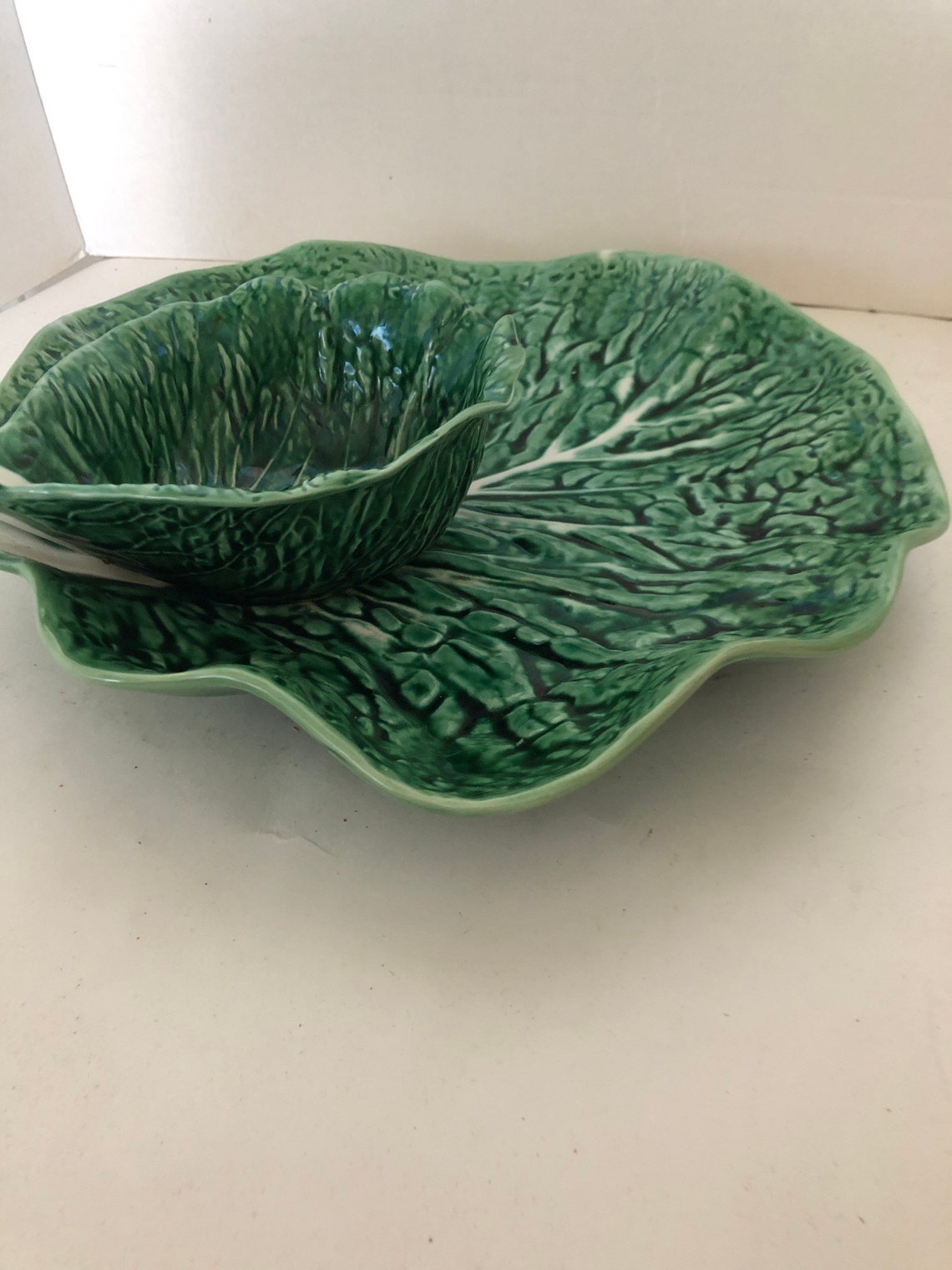 Large cabbage ware serving dish made in Portugal Etsy