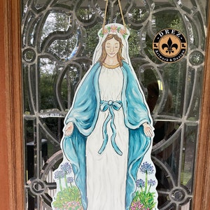 Blessed Mother Door Hanger,Catholic, Christian, Mary, Wholesale Avail, Drez Artwork, Mary Statue, Waterproof, PVC, Garden