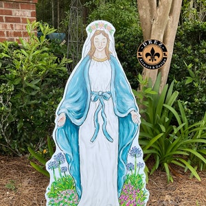 Blessed Mother Yard Stake,Catholic, Christian, Mary, Wholesale Avail, Drez Artwork, Mary Statue, Waterproof, PVC, Garden, Religious