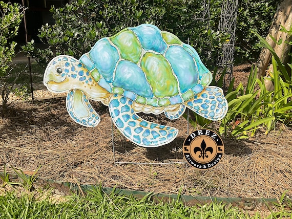Sea Turtle Yard Stake Garden Decor Pool Decor Beach House