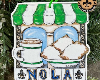 Beignets Christmas Ornament, NOLA, Louisiana Made PVC Ornament