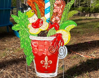 Bloody Mary Yard Decor,  Brunch Cocktail, New Orleans, Cocktail, Crawfish, Shrimp