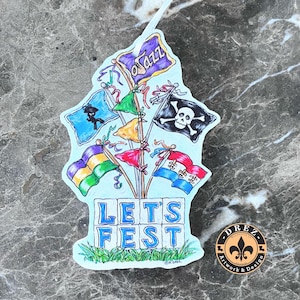 New Orleans Jazz Fest Flags Ornament, Drez Artwork, Made in USA