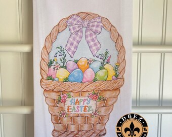 Easter Basket Tea Towel, Spring, Easter Eggs, Pastel, Dish Towel, New Orleans, Drez Artwork,Louisiana, Happy Easter, Guest Hand Towel