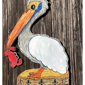 Pelican Door Hanger, Crab, Crawfish, Fleur de lis, NOLA, New Orleans, Made in Louisiana