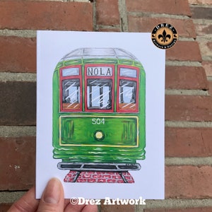 Streetcar, Notecards, Nola, New Orleans, Wholesale Available, Drez Artwork, Stationery