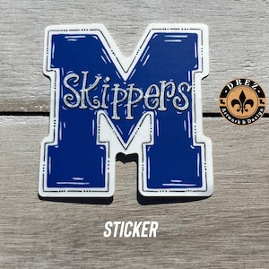 Mandeville High School, Skippers, Louisiana, Decal for Laptop, Tumbler, Planner, Bumper, Vinyl, Waterproof, Drez Artwork, Made in USA