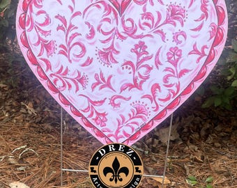 Valentine Garden Decor, Yard Stake, Chinoiserie, PVC, Outdoor Decor, Drez Artwork