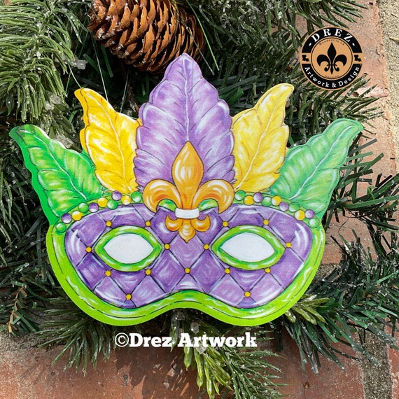 Mardi Gras Ornament, Mask, Carnival, Drez Artwork, Wholesale, Nola