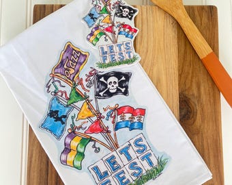 Festival Tea Towel Gift Set, Crawfish, Ornament, Gift Package, Nola, Louisiana, French Quarter, Jazz Fest, Christmas Ornament, Fest Flags