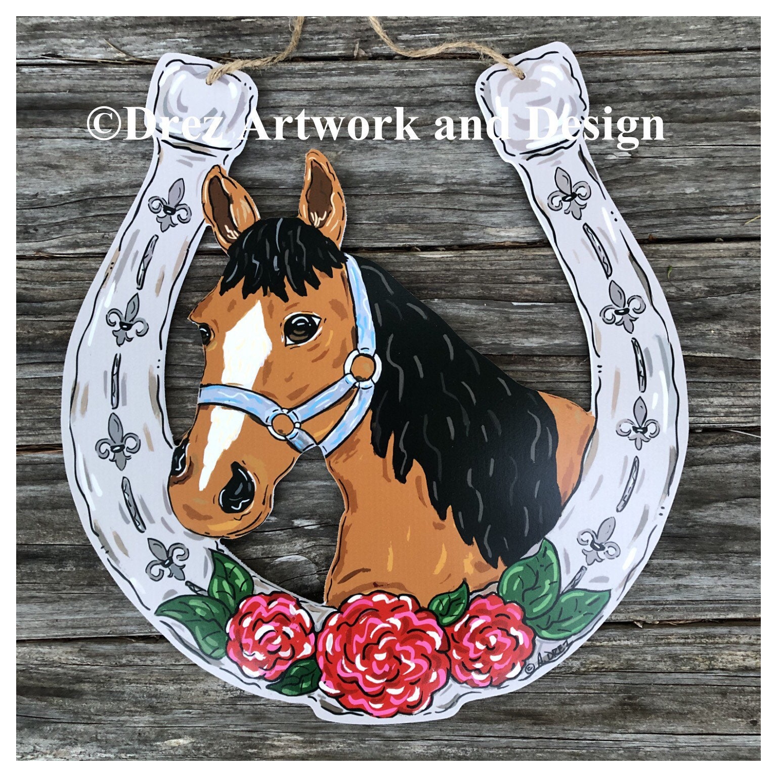 Kentucky Derby Rose Horseshoe Peel N Place Decoration — Horse and