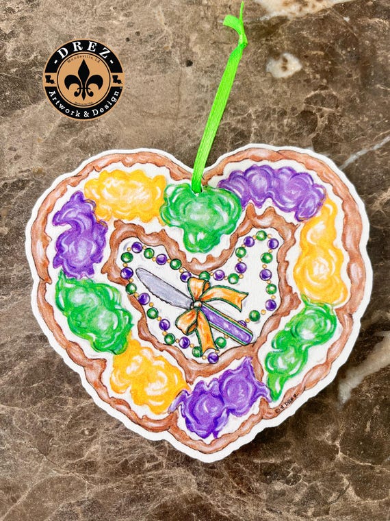 Mardi Gras King Cake Ornament, Christmas, King Cake Knife, Mardi