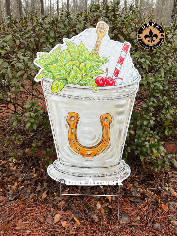 Mint Julep Yard Stake, Yart Art, Kentucky Derby, Run for the Roses