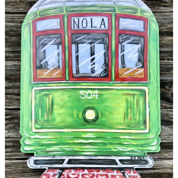 New Orleans, Streetcar, Door Hanger, Wreath, NOLA Art, Louisiana, Fleur-de-lis, Louisiana, Made in USA,